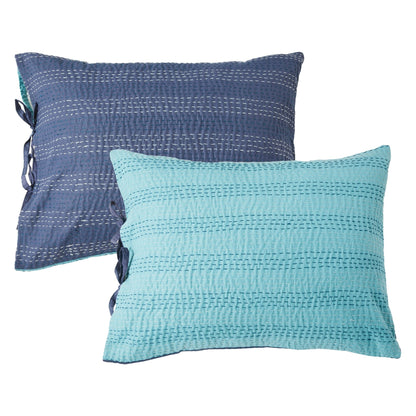Hand Stitched Reversible Kantha Pillow Sham Pairs - Quahog Bay Bedding