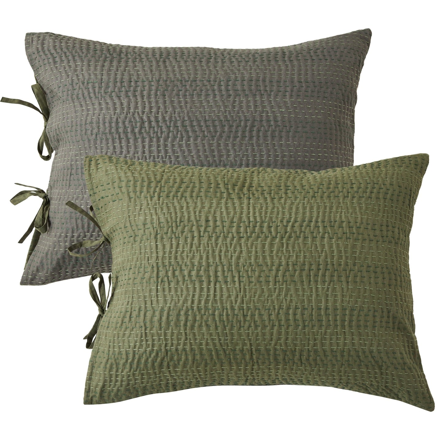 Hand Stitched Reversible Kantha Pillow Sham Pairs - Quahog Bay Bedding