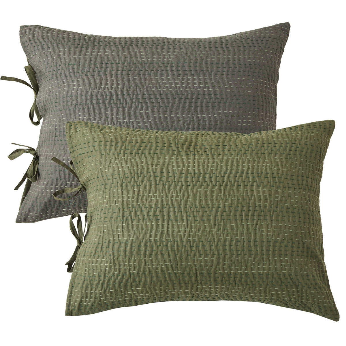 Hand Stitched Reversible Kantha Pillow Sham Pairs - Quahog Bay Bedding