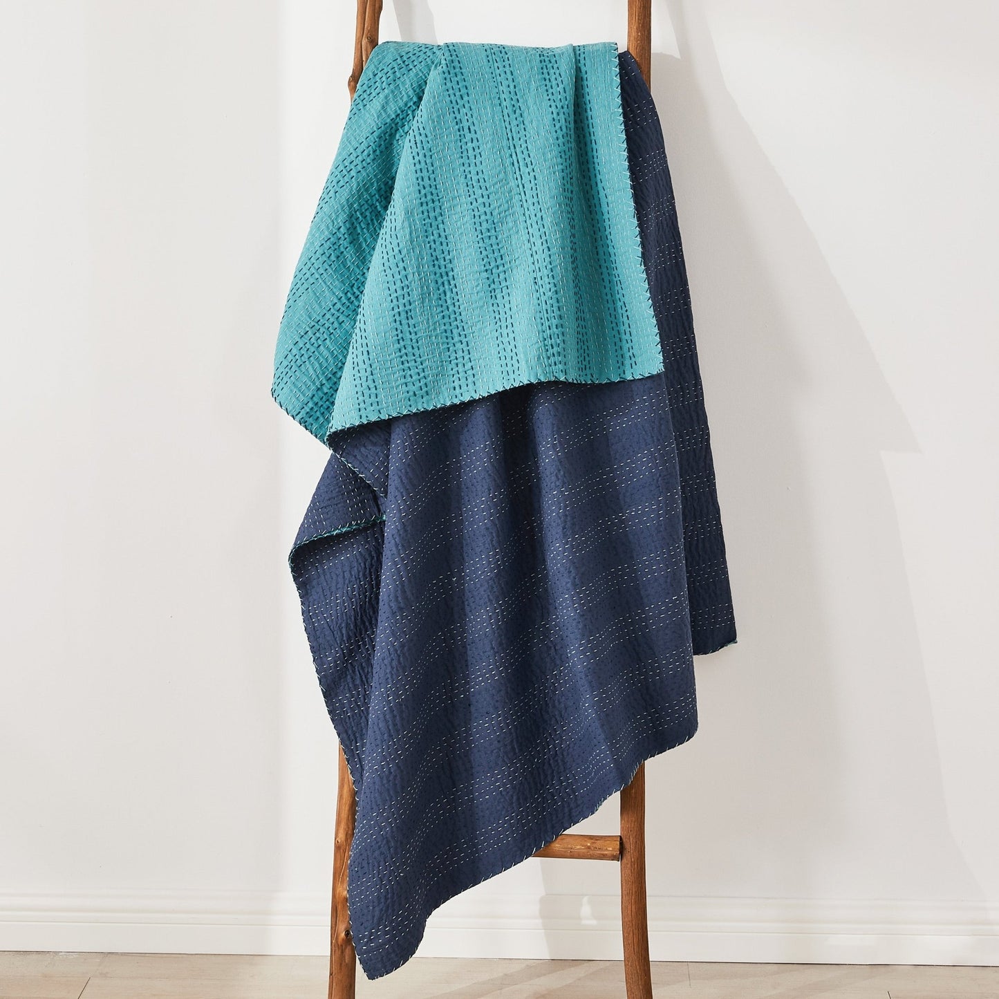 Hand Stitched Reversible Kantha Throws - Quahog Bay Bedding