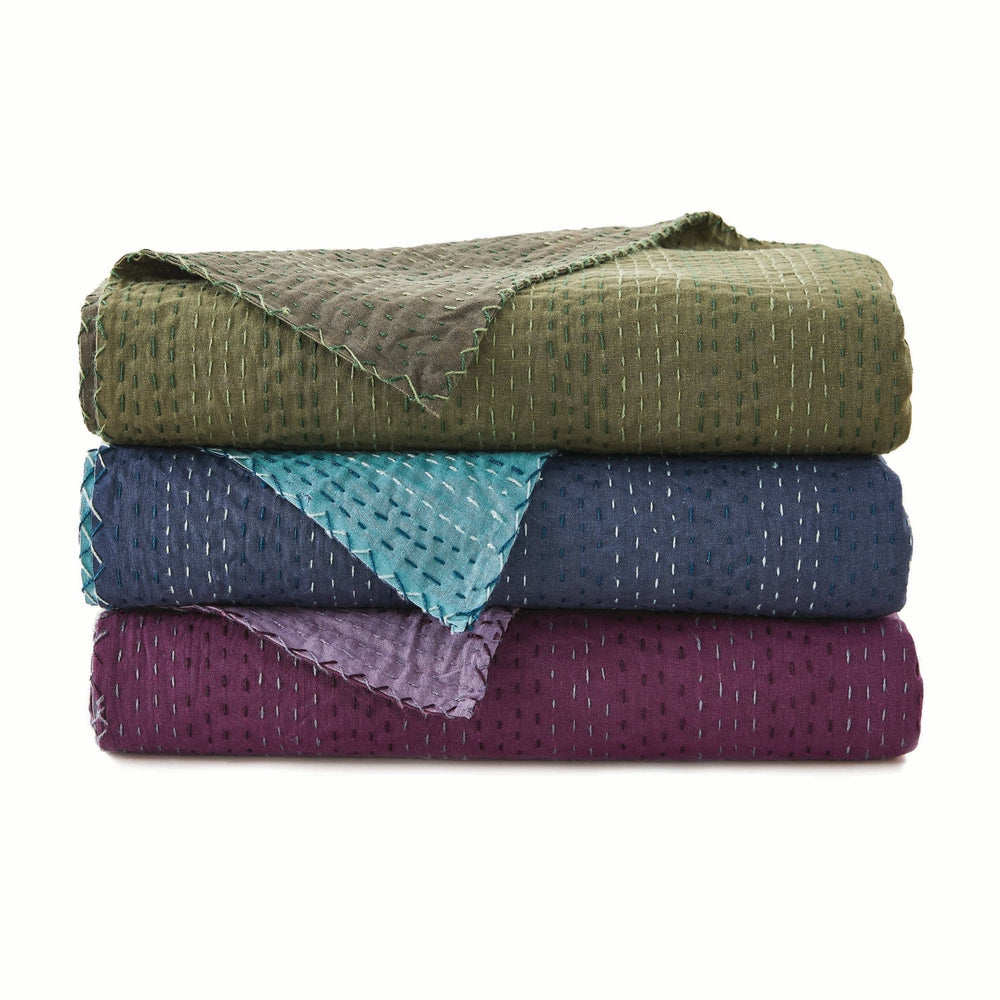Hand Stitched Reversible Kantha Throws - Quahog Bay Bedding