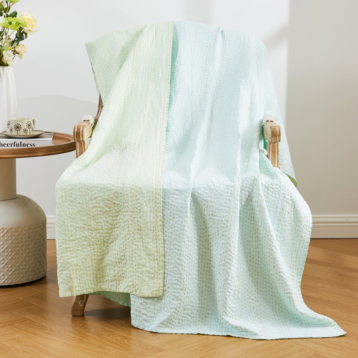 Hand Stitched Reversible Kantha Throws - Quahog Bay Bedding