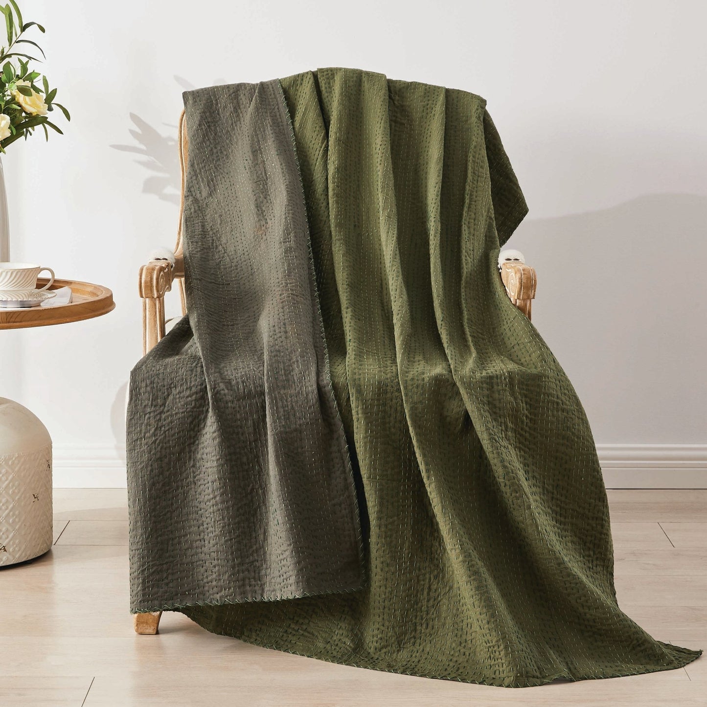 Hand Stitched Reversible Kantha Throws - Quahog Bay Bedding