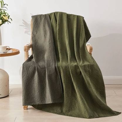 Hand Stitched Reversible Kantha Throws - Quahog Bay Bedding