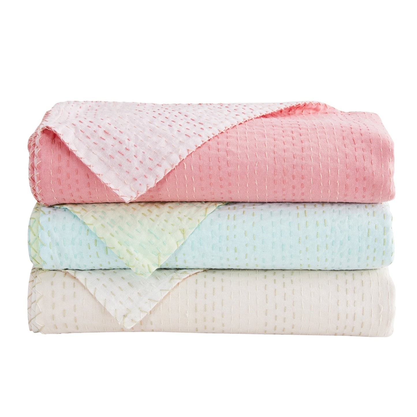 Hand Stitched Reversible Kantha Throws - Quahog Bay Bedding