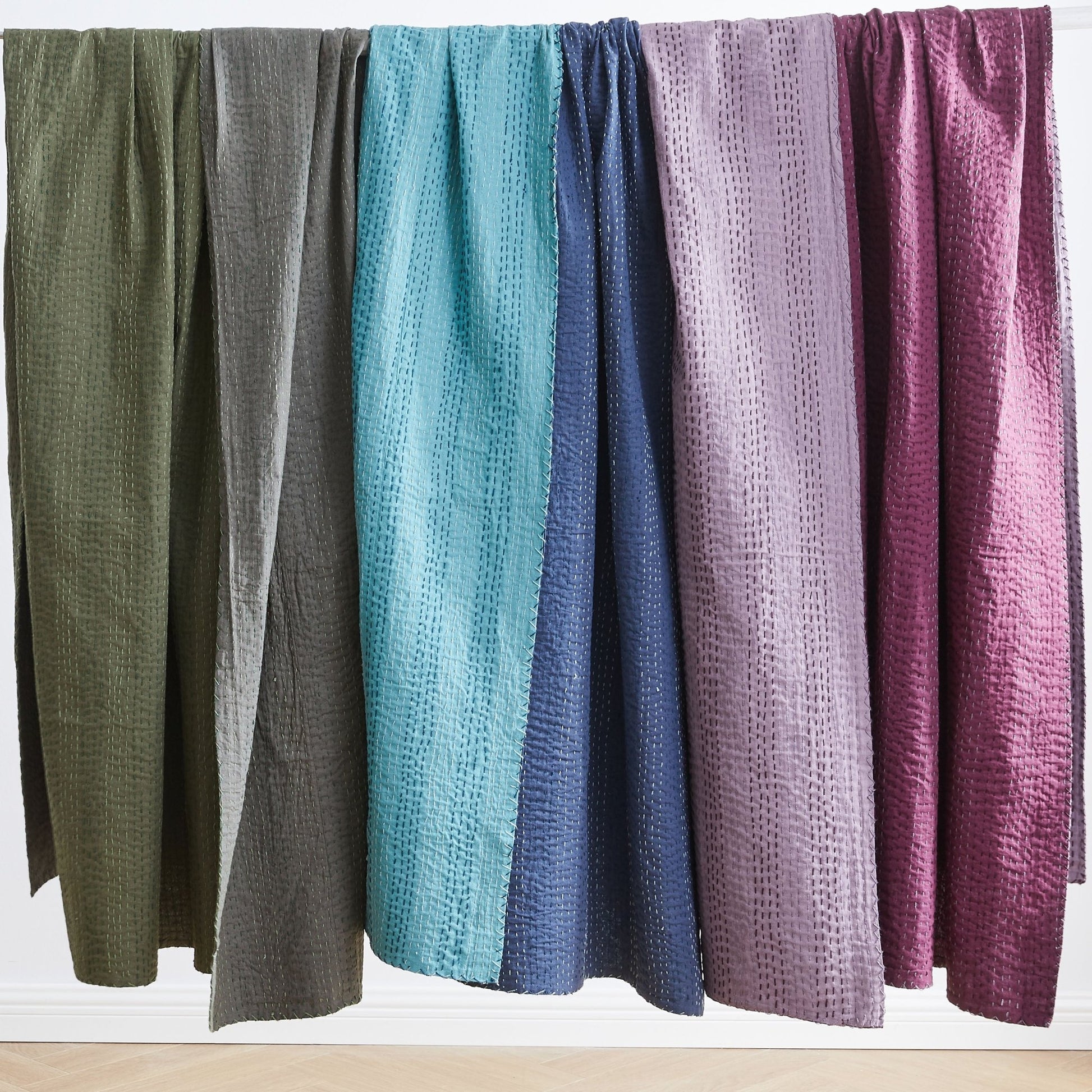 Hand Stitched Reversible Kantha Throws - Quahog Bay Bedding