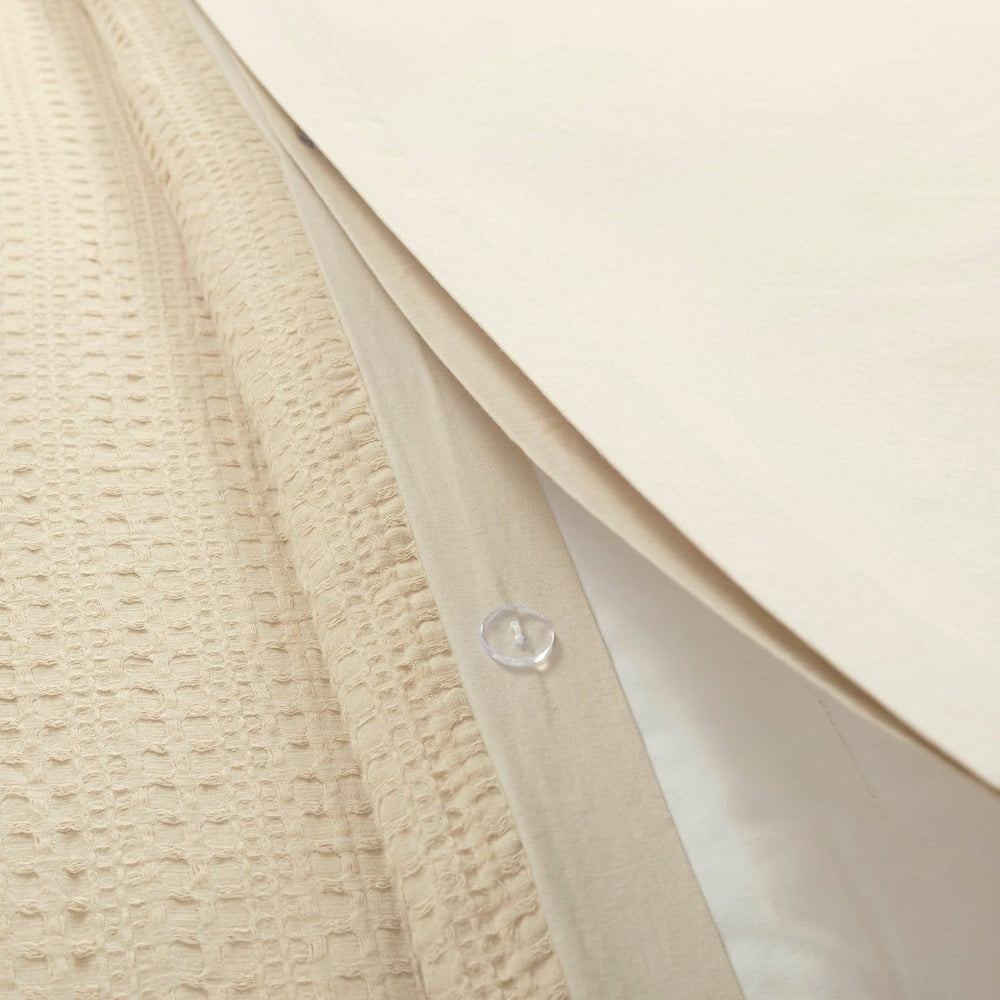 Haniya Solid Waffle Woven Cotton Textured Duvet Cover Set - Quahog Bay Bedding