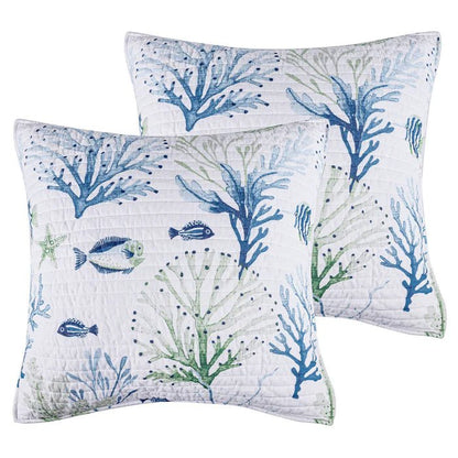 Harbor Bay Euro Sham Set of 2 - Nautical & Coastal Throw Pillows - Quahog Bay Bedding