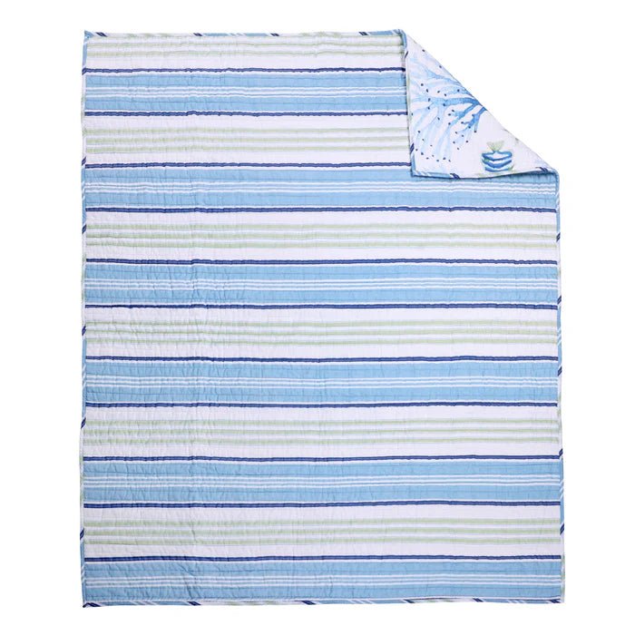 Harbor Bay Quilted Throw Blanket - Nautical & Coastal Throw Blankets - Quahog Bay Bedding