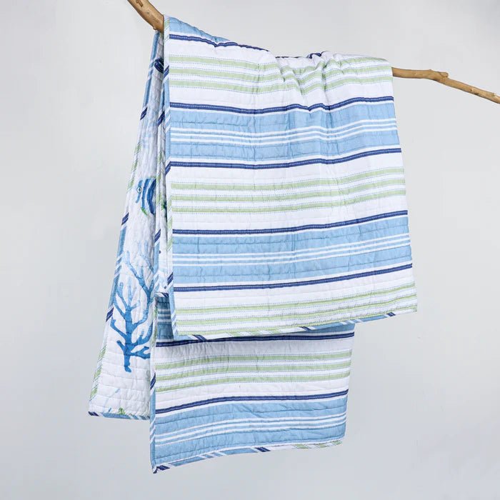 Harbor Bay Quilted Throw Blanket - Nautical & Coastal Throw Blankets - Quahog Bay Bedding