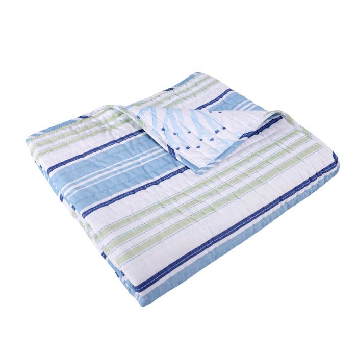 Harbor Bay Quilted Throw Blanket - Nautical & Coastal Throw Blankets - Quahog Bay Bedding