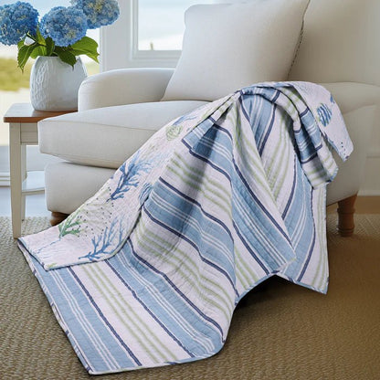 Harbor Bay Quilted Throw Blanket - Nautical & Coastal Throw Blankets - Quahog Bay Bedding