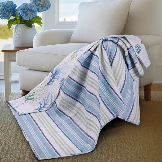 Harbor Bay Quilted Throw Blanket - Nautical & Coastal Throw Blankets - Quahog Bay Bedding