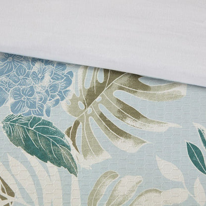 Harbor House Kiawah Island Coastal Cotton Comforter Set with Throw Pillow 6PC - Blue - Quahog Bay Bedding