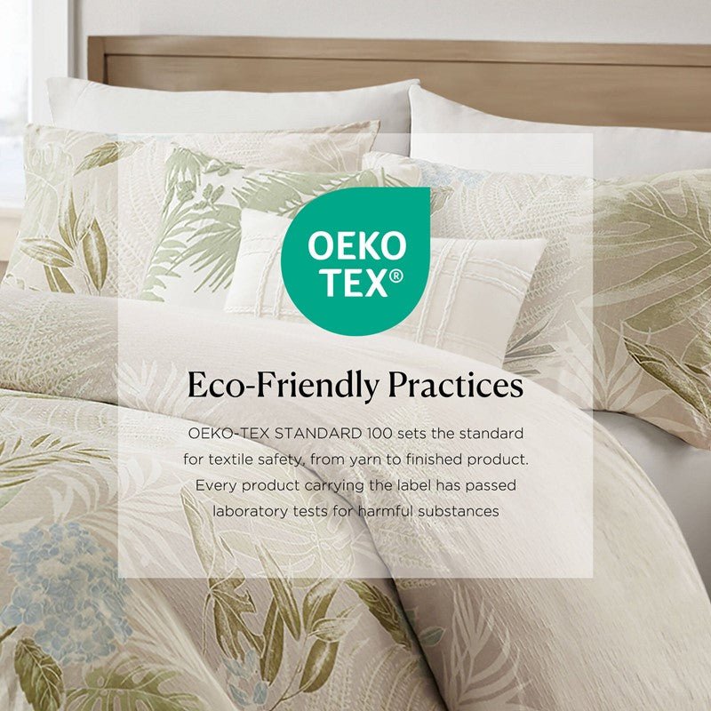 Harbor House Kiawah Island Coastal Cotton Comforter Set with Throw Pillow 6PC - Taupe - Quahog Bay Bedding