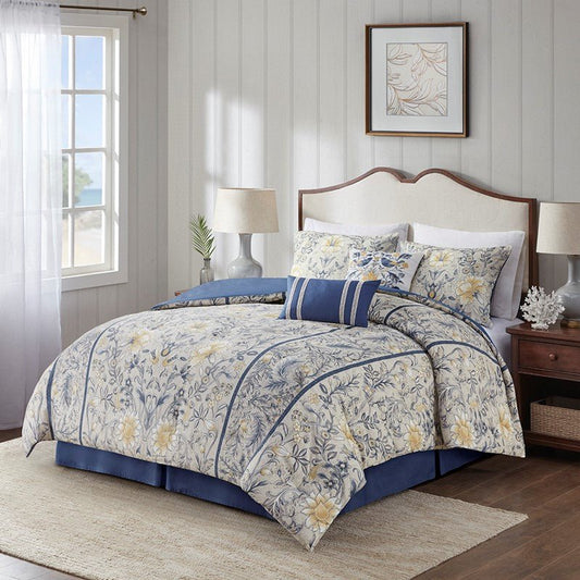 Harbor House Livia Nautical And Coastal Comforter Set - Cotton - 6PC - Quahog Bay Bedding