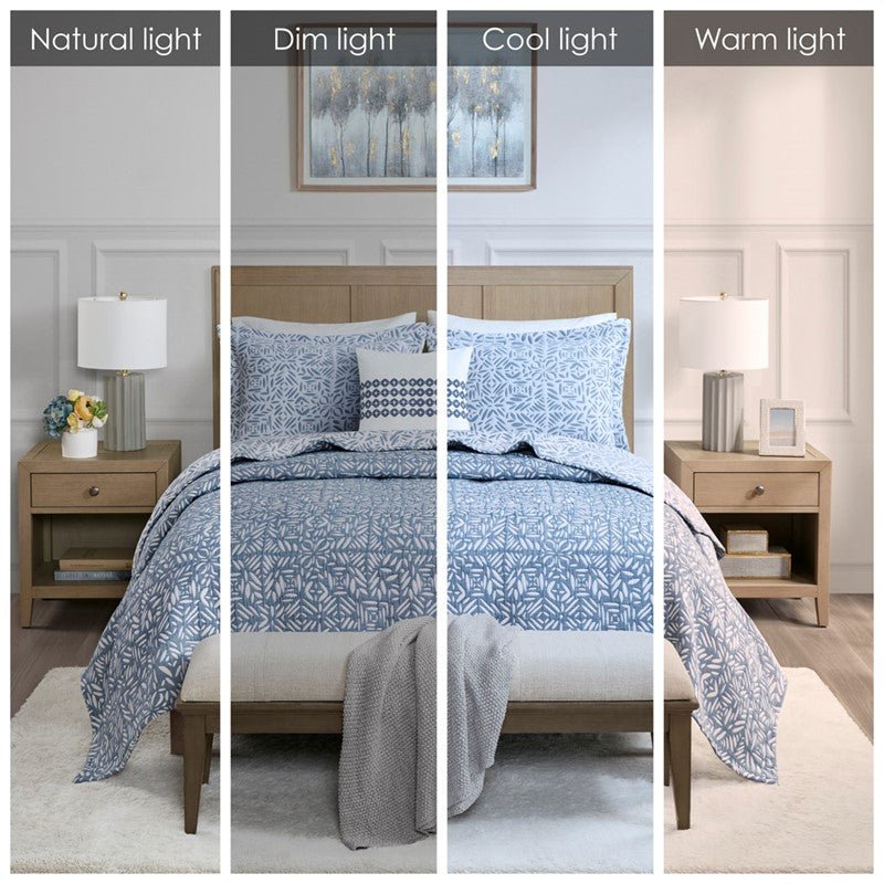 Harmony 4PC Oversized Reversible Coastal Quilt Set with Throw Pillow - Quahog Bay Bedding