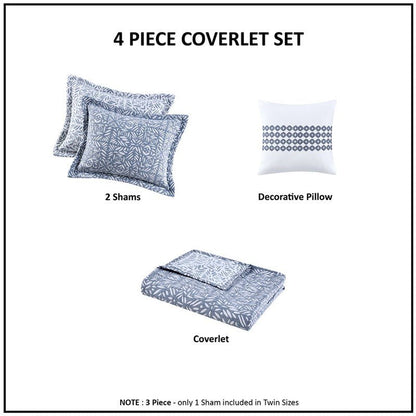 Harmony 4PC Oversized Reversible Coastal Quilt Set with Throw Pillow - Quahog Bay Bedding