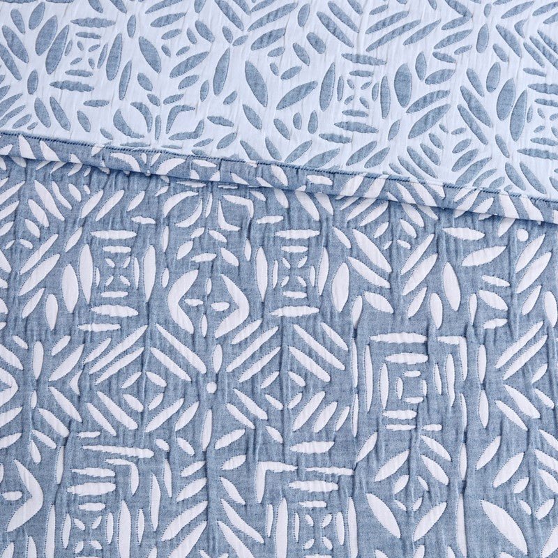 Harmony 4PC Oversized Reversible Coastal Quilt Set with Throw Pillow - Quahog Bay Bedding