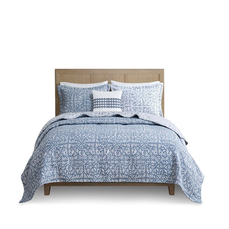 Harmony 4PC Oversized Reversible Coastal Quilt Set with Throw Pillow - Quahog Bay Bedding