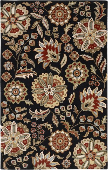 Heaters Black Floral Wool Carpet - Quahog Bay Bedding