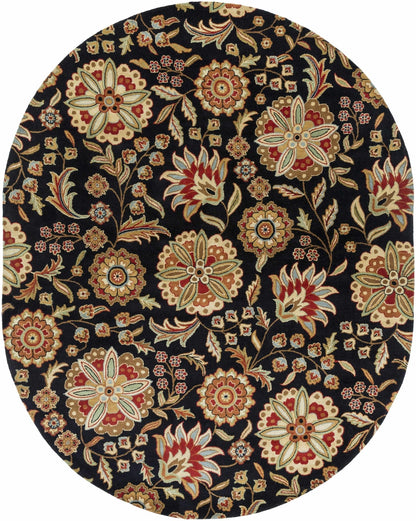 Heaters Black Floral Wool Carpet - Quahog Bay Bedding