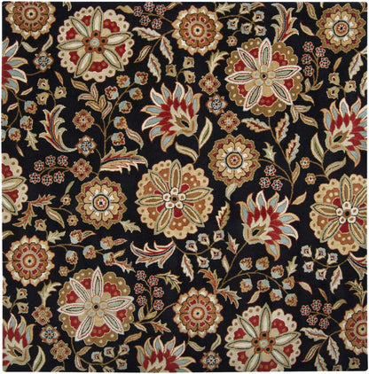 Heaters Black Floral Wool Carpet - Quahog Bay Bedding