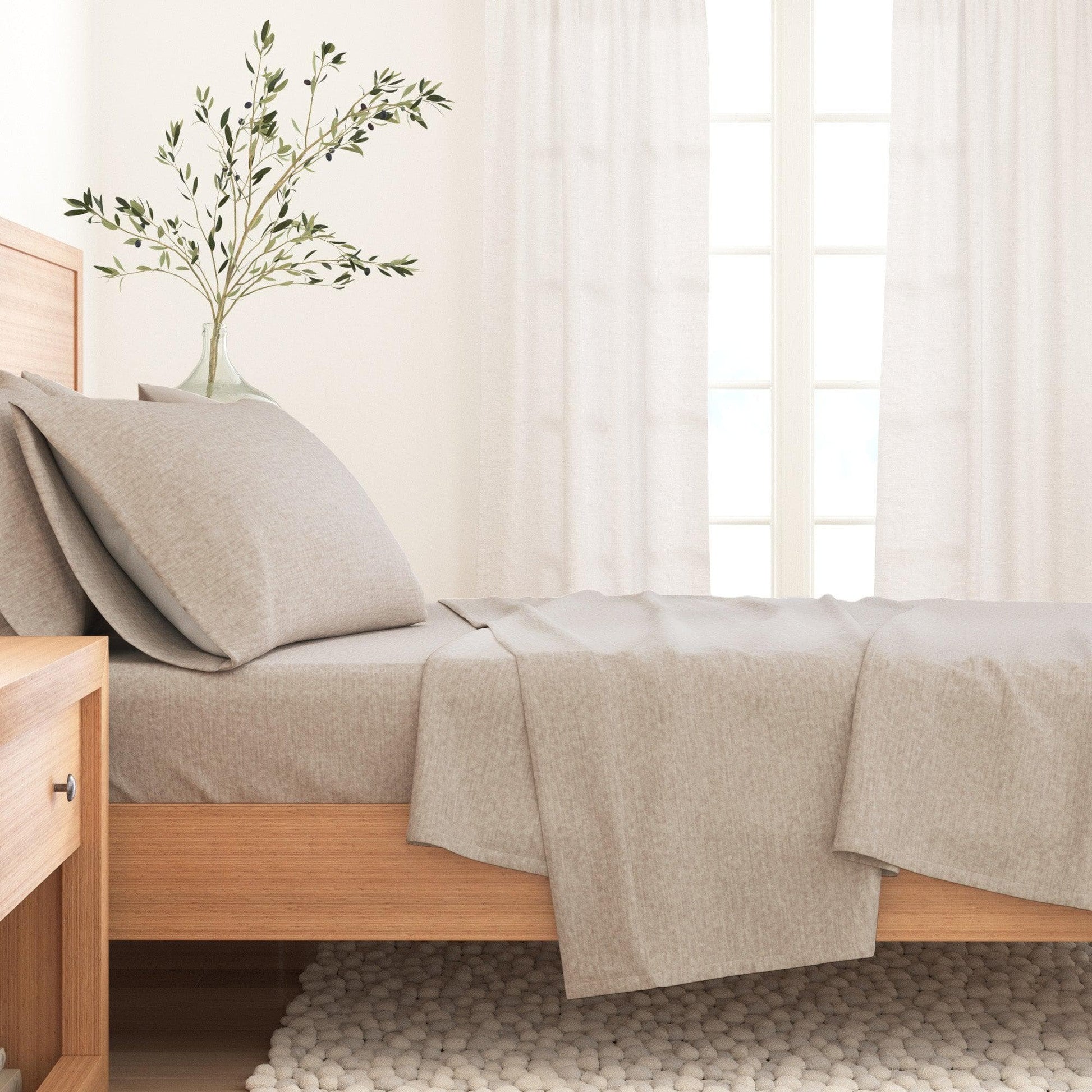 Heathered Solid Cotton Blend Flannel Sheets - Solid Cotton Flannel Sheets - Quahog Bay Bedding