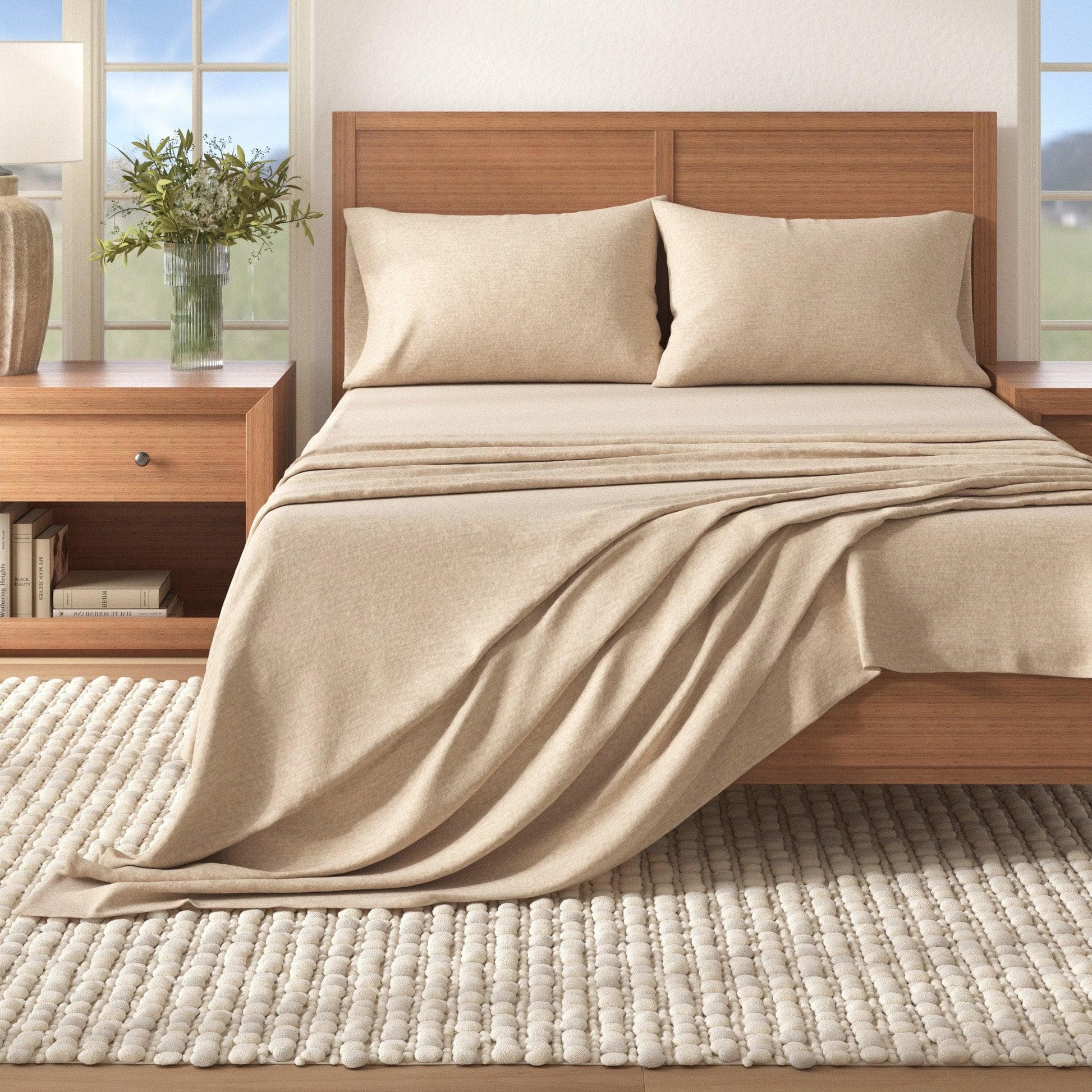 Heathered Solid Cotton Blend Flannel Sheets - Solid Cotton Flannel Sheets - Quahog Bay Bedding