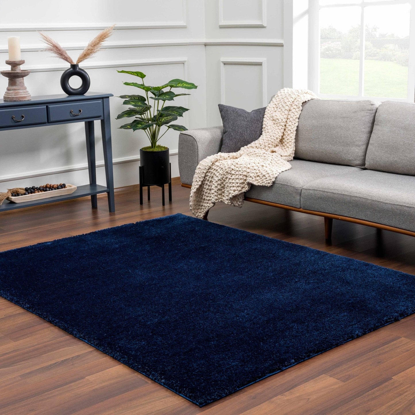 Heavenly Solid Navy Blue Shag Rug - Clearance - Quahog Bay Bedding