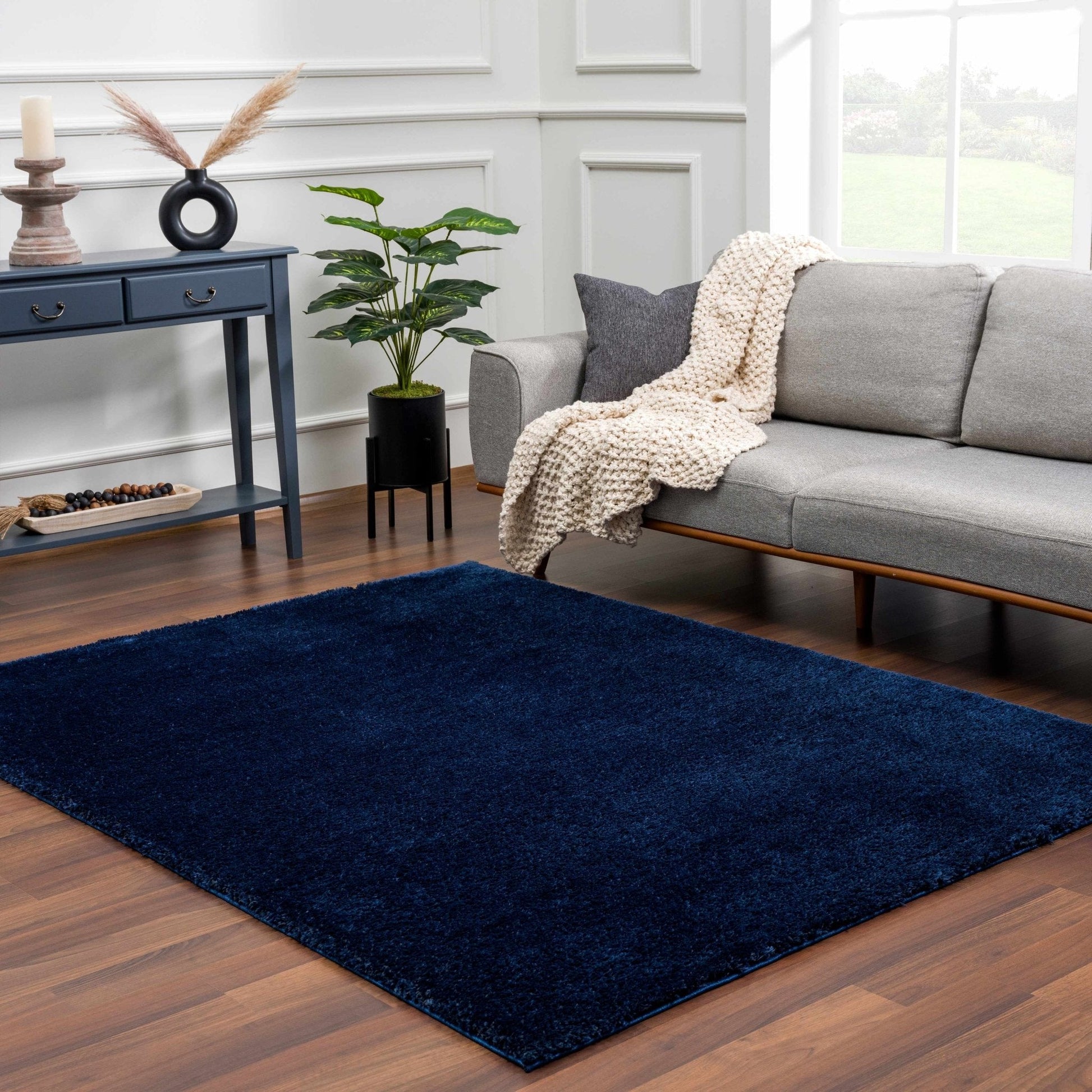 Heavenly Solid Navy Blue Shag Rug - Clearance - Quahog Bay Bedding