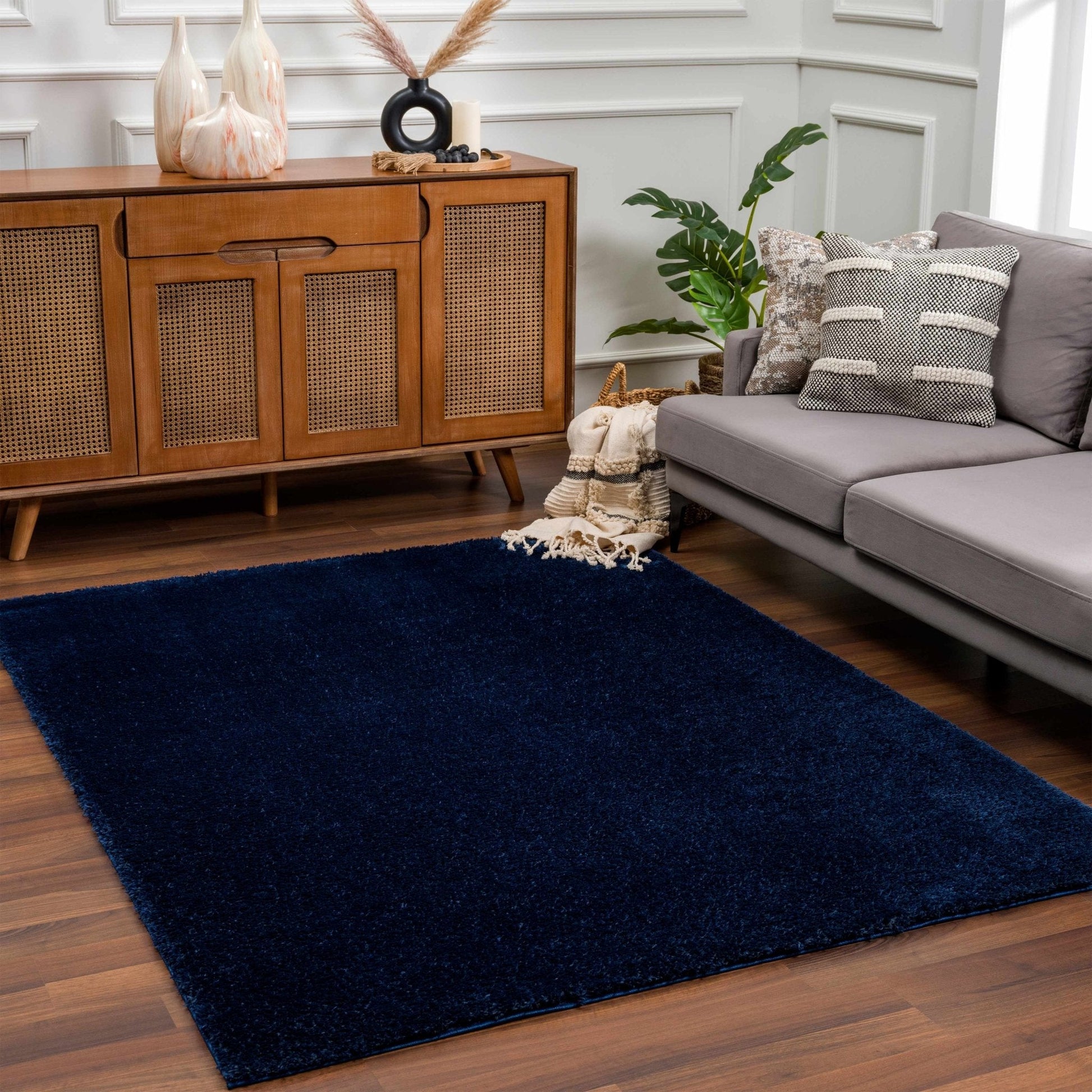 Heavenly Solid Navy Blue Shag Rug - Clearance - Quahog Bay Bedding