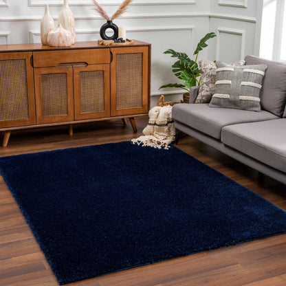 Heavenly Solid Navy Blue Shag Rug - Clearance - Quahog Bay Bedding