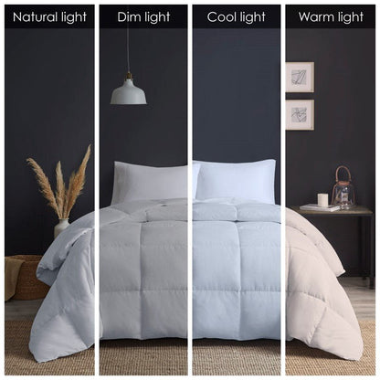 Heavy Warmth Goose Feather and Down Oversize Comforter - Light Grey - Quahog Bay Bedding