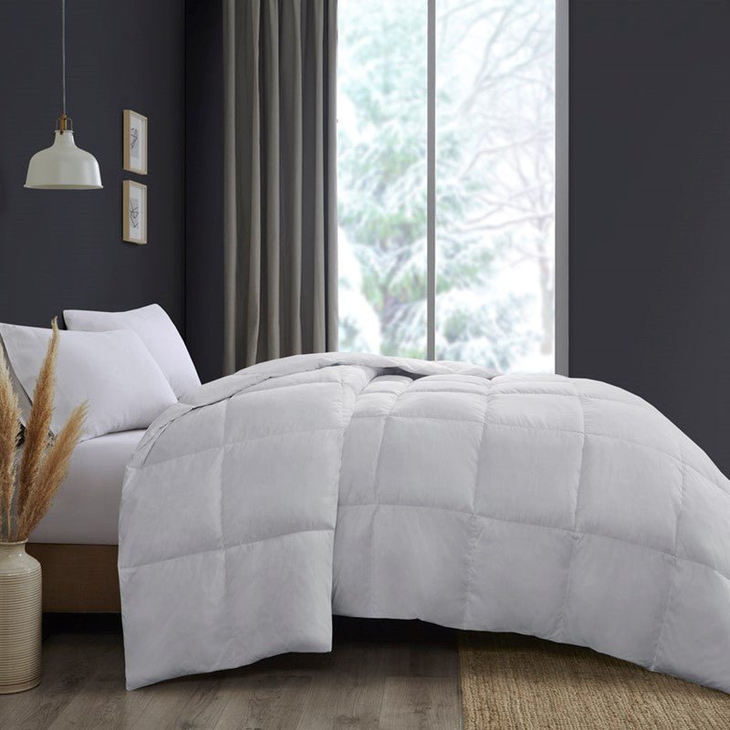 Heavy Warmth Goose Feather and Down Oversize Comforter - Light Grey - Quahog Bay Bedding