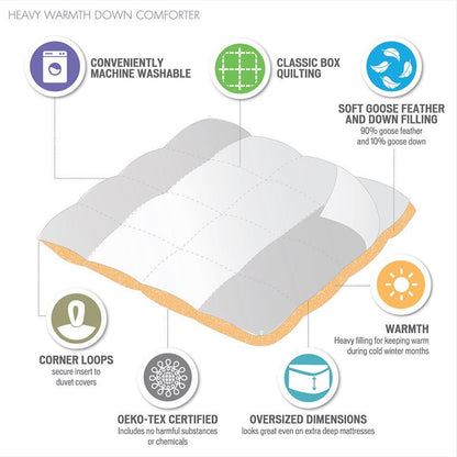 Heavy Warmth Goose Feather and Down Oversize Comforter - White - Quahog Bay Bedding