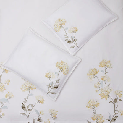 Hydrangea Floral 100% Cotton Embroidered Duvet Cover Set