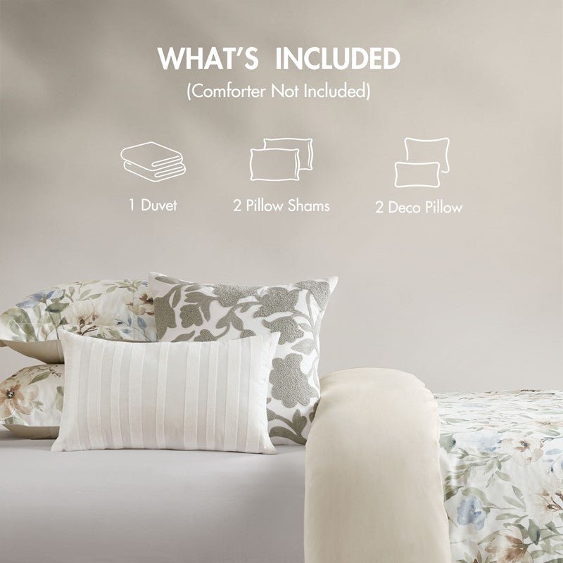 Herbal 5 Piece Cotton Sateen Print Duvet Set - Quahog Bay Bedding
