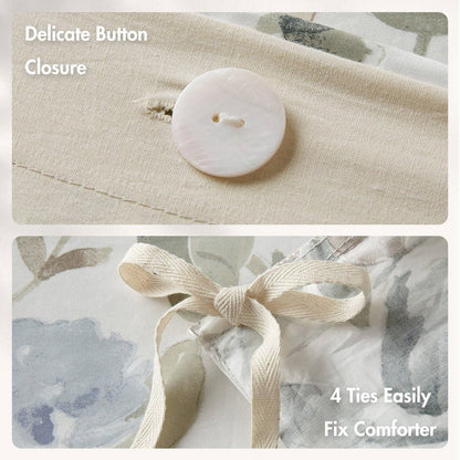 Herbal 5 Piece Cotton Sateen Print Duvet Set - Quahog Bay Bedding