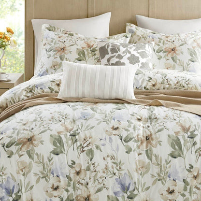Herbal 5 Piece Cotton Sateen Print Duvet Set - Quahog Bay Bedding