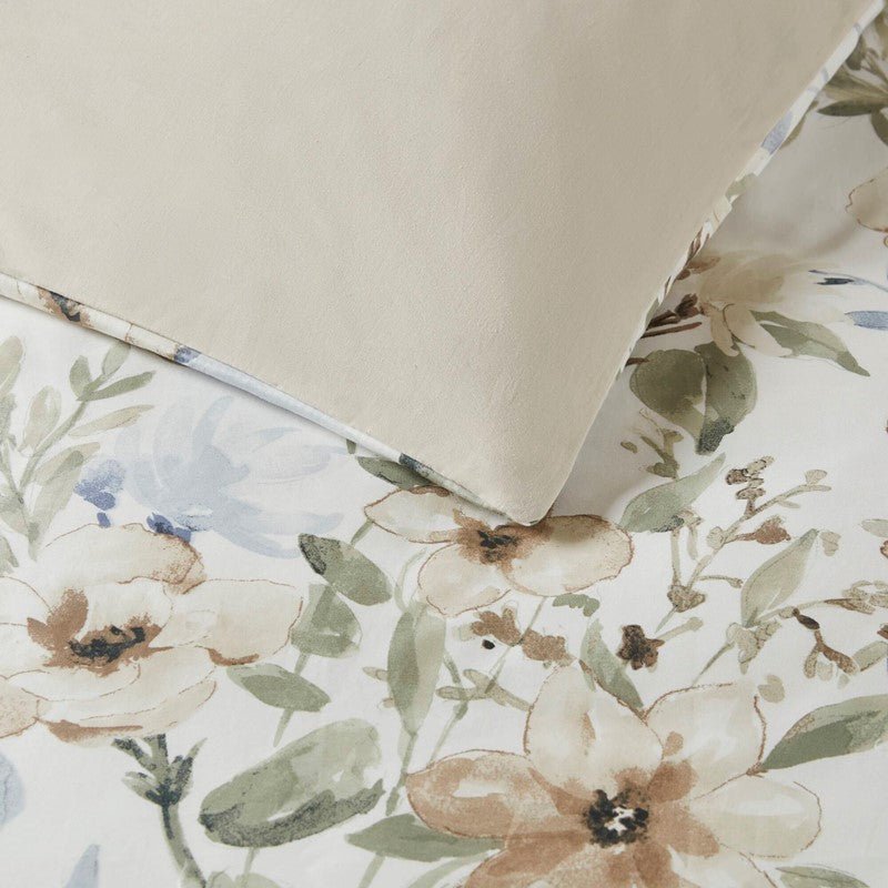 Herbal 6 Piece Cotton Sateen Print Oversized Comforter Set - Quahog Bay Bedding