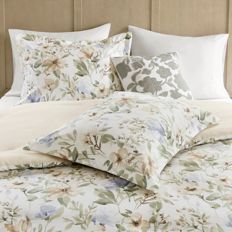 Herbal 6 Piece Cotton Sateen Print Oversized Comforter Set - Quahog Bay Bedding