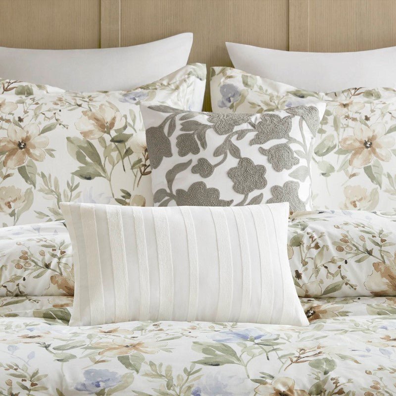 Herbal 6 Piece Cotton Sateen Print Oversized Comforter Set - Quahog Bay Bedding