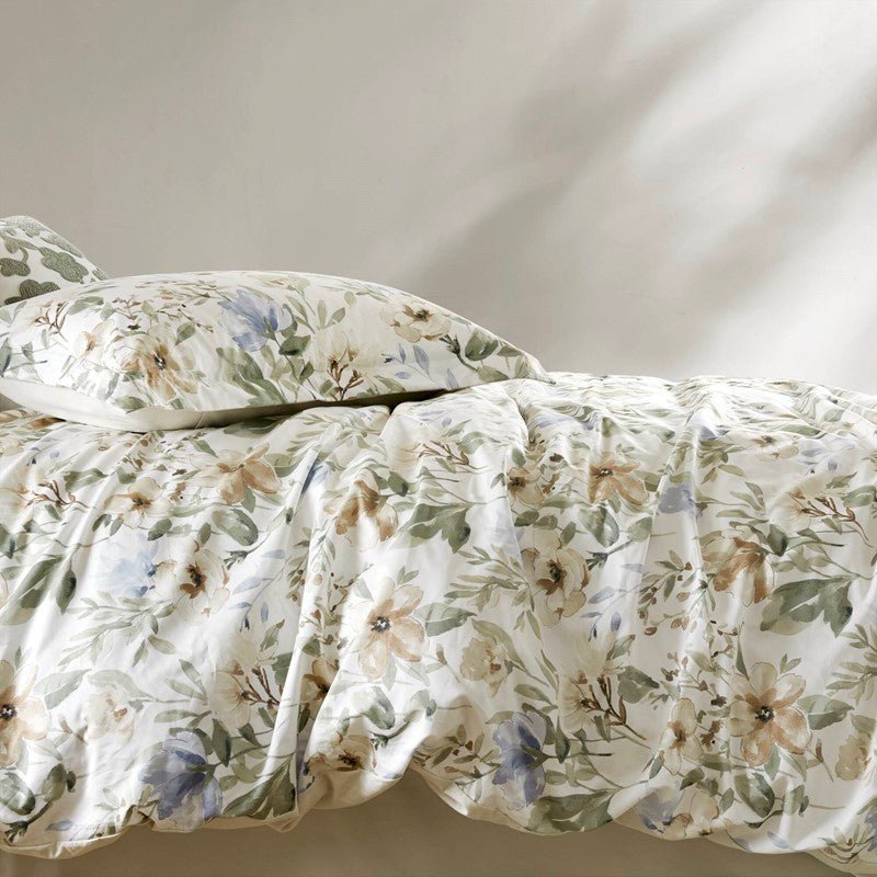 Herbal 6 Piece Cotton Sateen Print Oversized Comforter Set - Quahog Bay Bedding