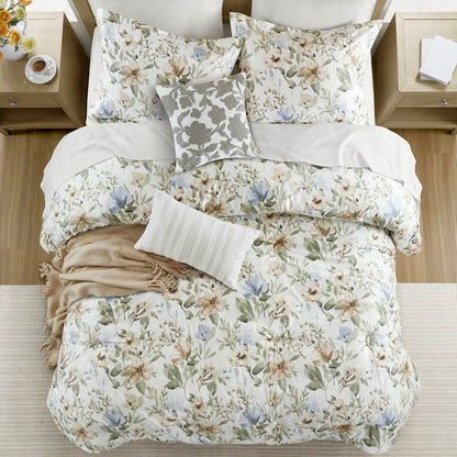Herbal 6 Piece Cotton Sateen Print Oversized Comforter Set - Quahog Bay Bedding