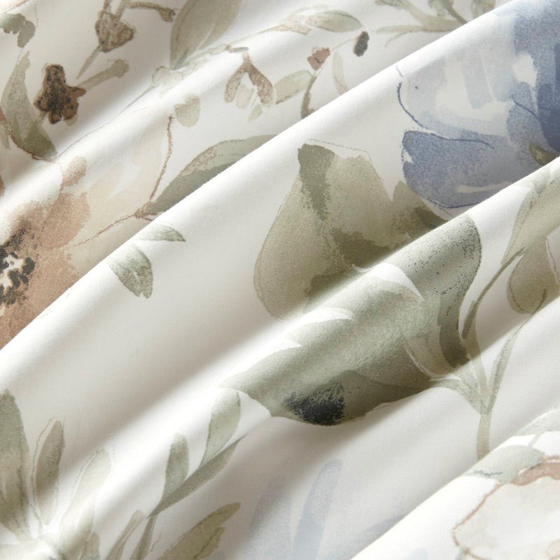 Herbal 6 Piece Cotton Sateen Print Oversized Comforter Set - Quahog Bay Bedding