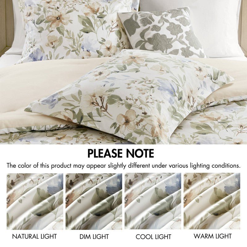 Herbal 6 Piece Cotton Sateen Print Oversized Comforter Set - Quahog Bay Bedding