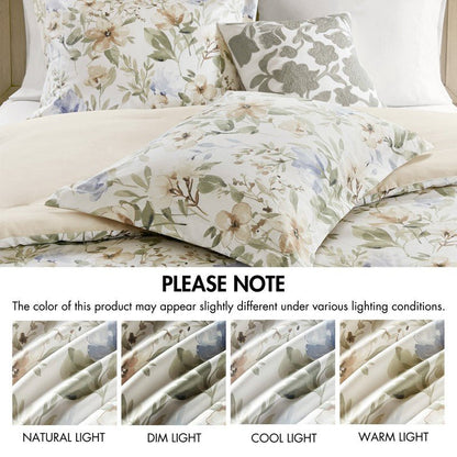 Herbal 6 Piece Cotton Sateen Print Oversized Comforter Set - Quahog Bay Bedding