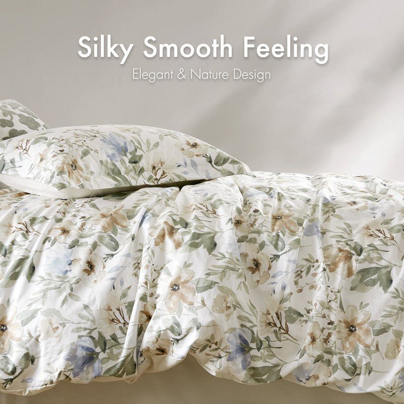 Herbal 6 Piece Cotton Sateen Print Oversized Comforter Set - Quahog Bay Bedding