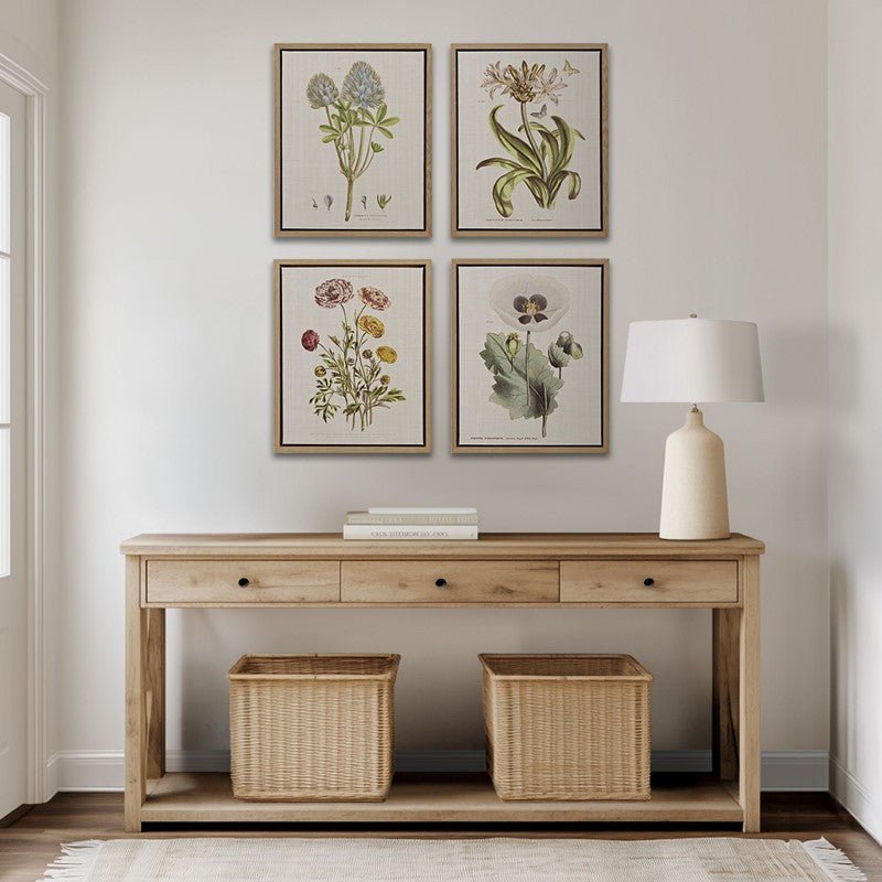 Herbal Botany 4 - piece Botanical Illustration Framed Canvas Wall Art Set - Quahog Bay Bedding